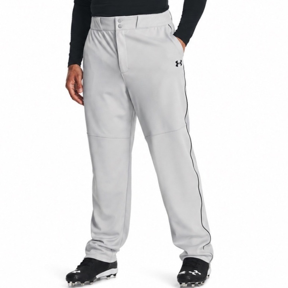 Under Armour Gray Lead Off Baseball Softball Pants 3XL Black Piped Open Wide Leg